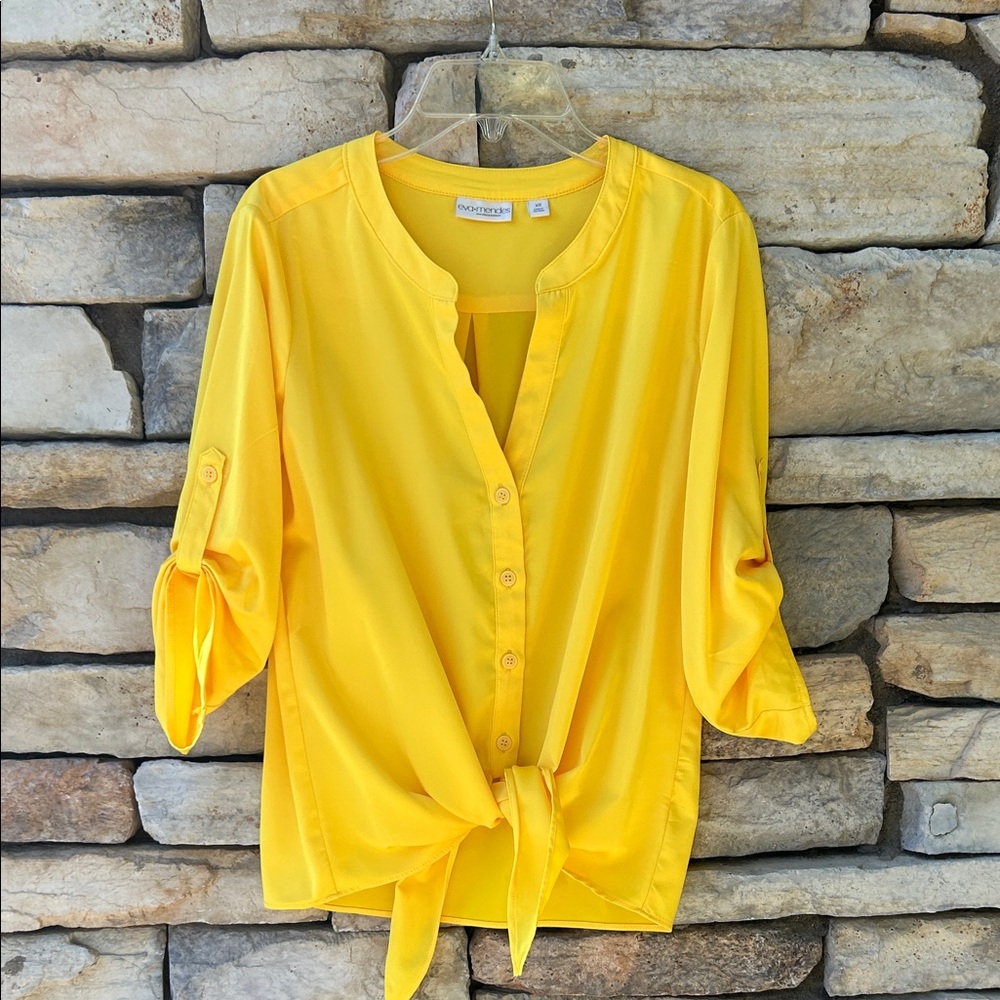 Eva Mendez New York & Company Yellow Button-Down Shirt XS